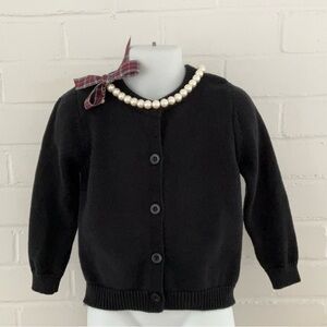 Girl Toddler Black Classic Cardigan School Sweater Size 18-24 Months